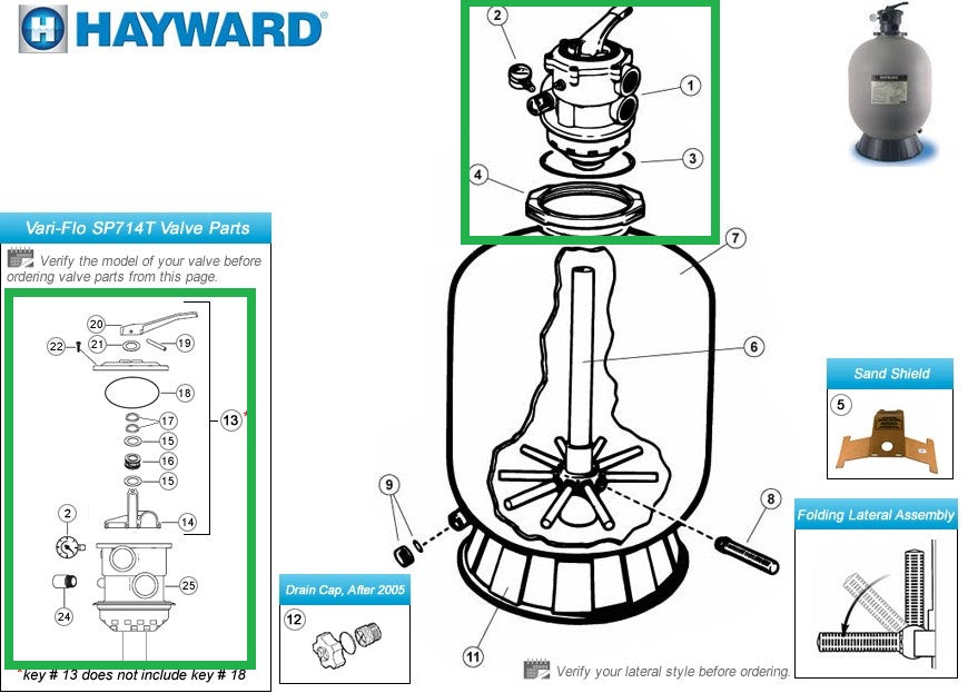 Tête de filtreur Hayward Multiport Variflo SP0714T - OPEN BOX