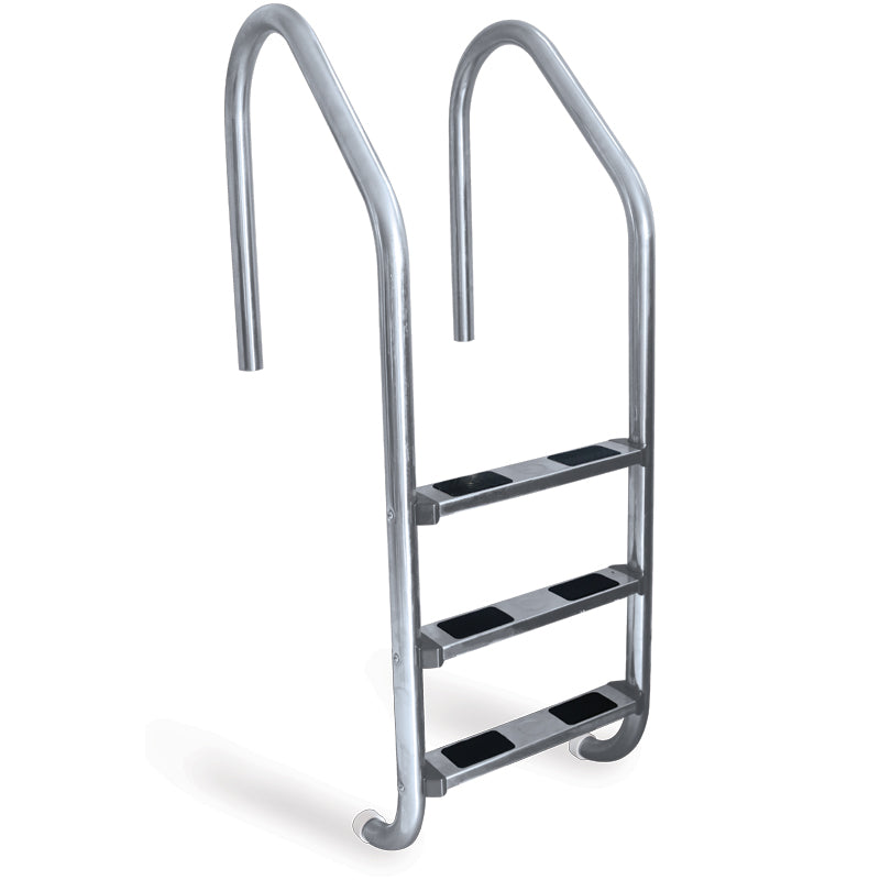 Inground pool ladder with stainless steel step